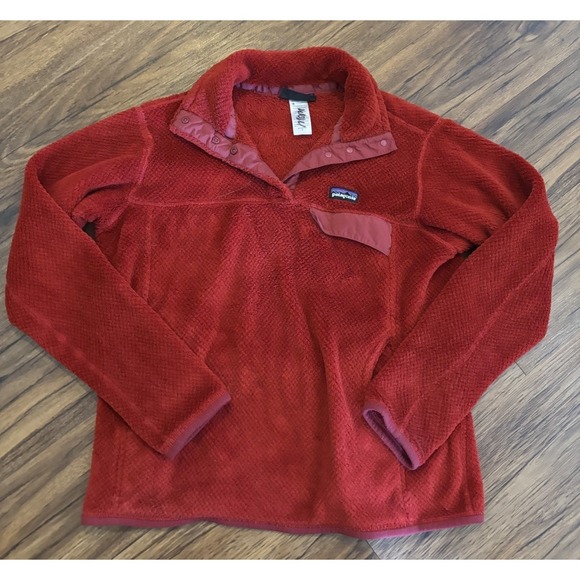 Patagonia Women's Re-Tool Snap-T Pullover Red Medium Fleece 1/4 Snap - Picture 1 of 6